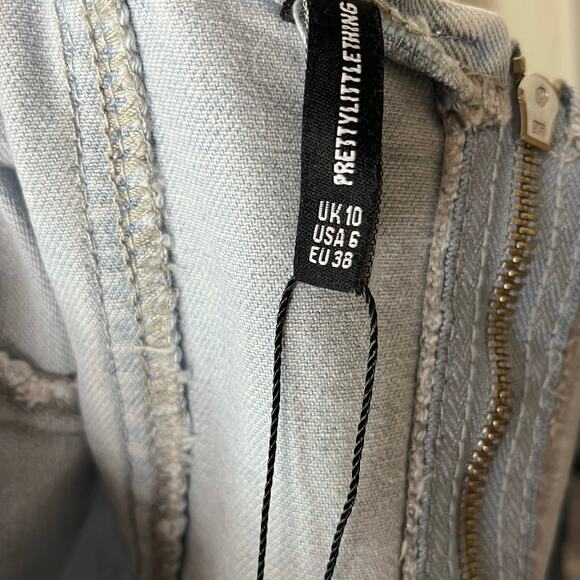 Pretty Little Thing Light Blue Wash Dip Hem Bust Cup Denim Corset 6 - Picture 7 of 9